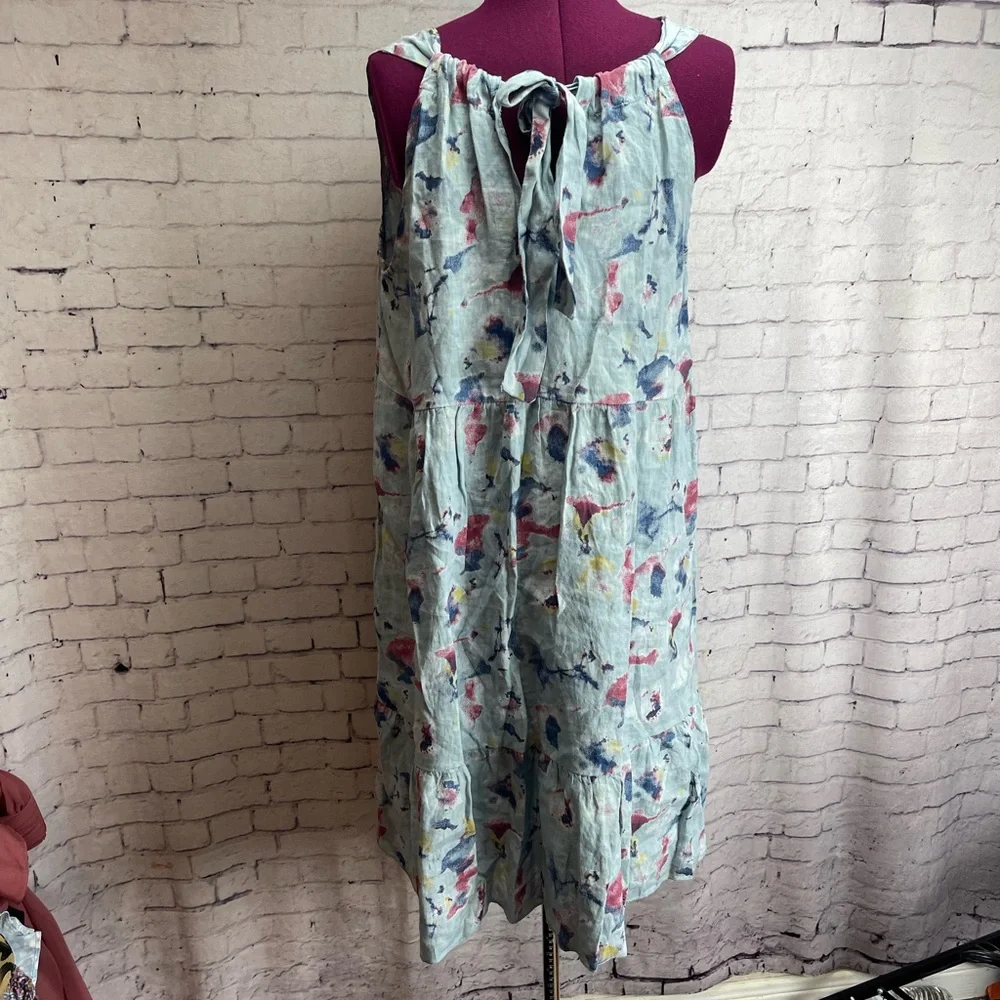 Bellambra size large blue floral print linen dress